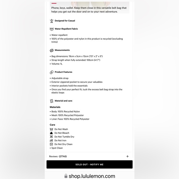 NWT Lululemon Pink Belt Bag - Picture 2 of 2